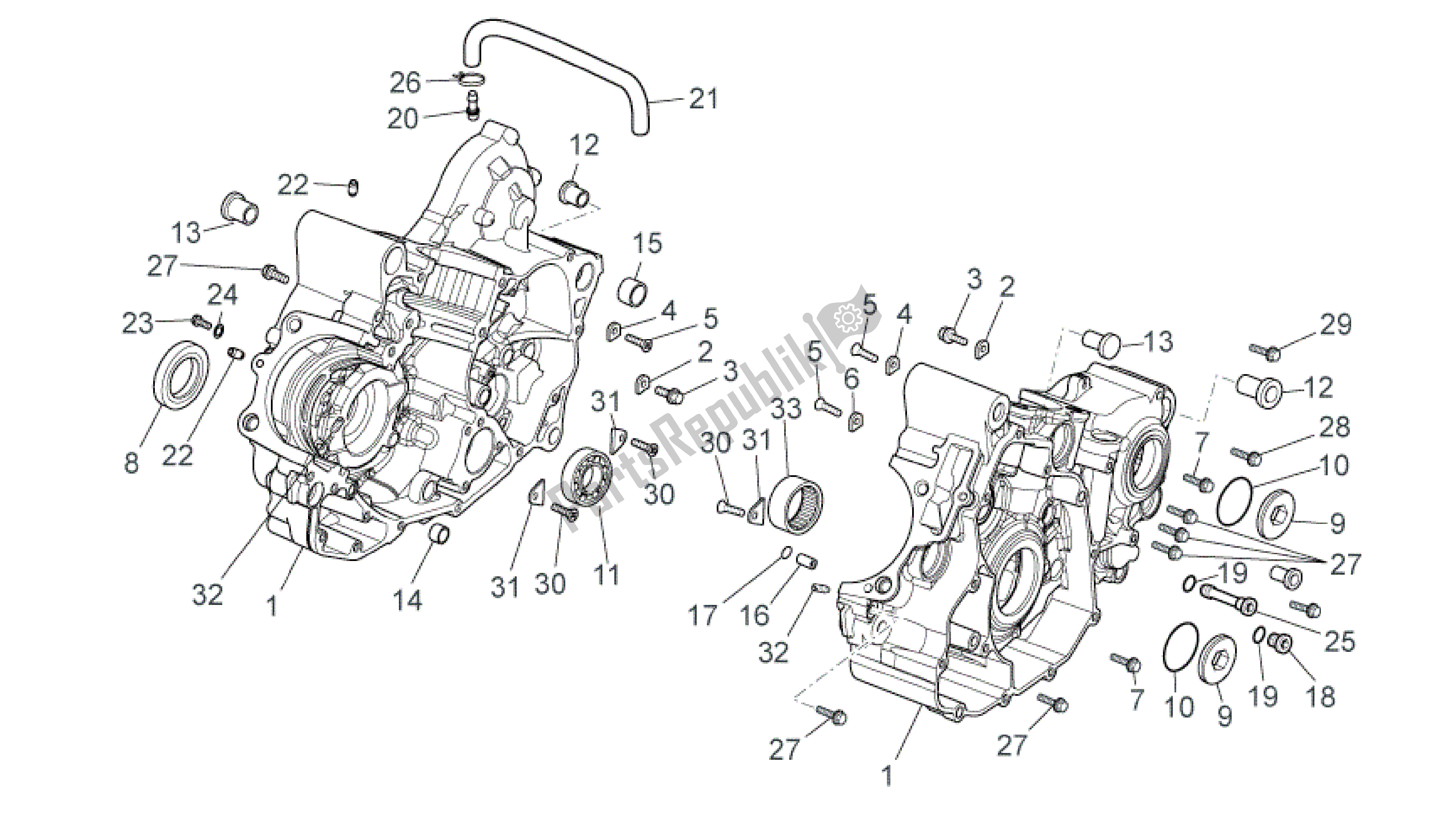 Alle Teile für das Kurbelgehäuse I des Aprilia MXV 450 2008 - 2010