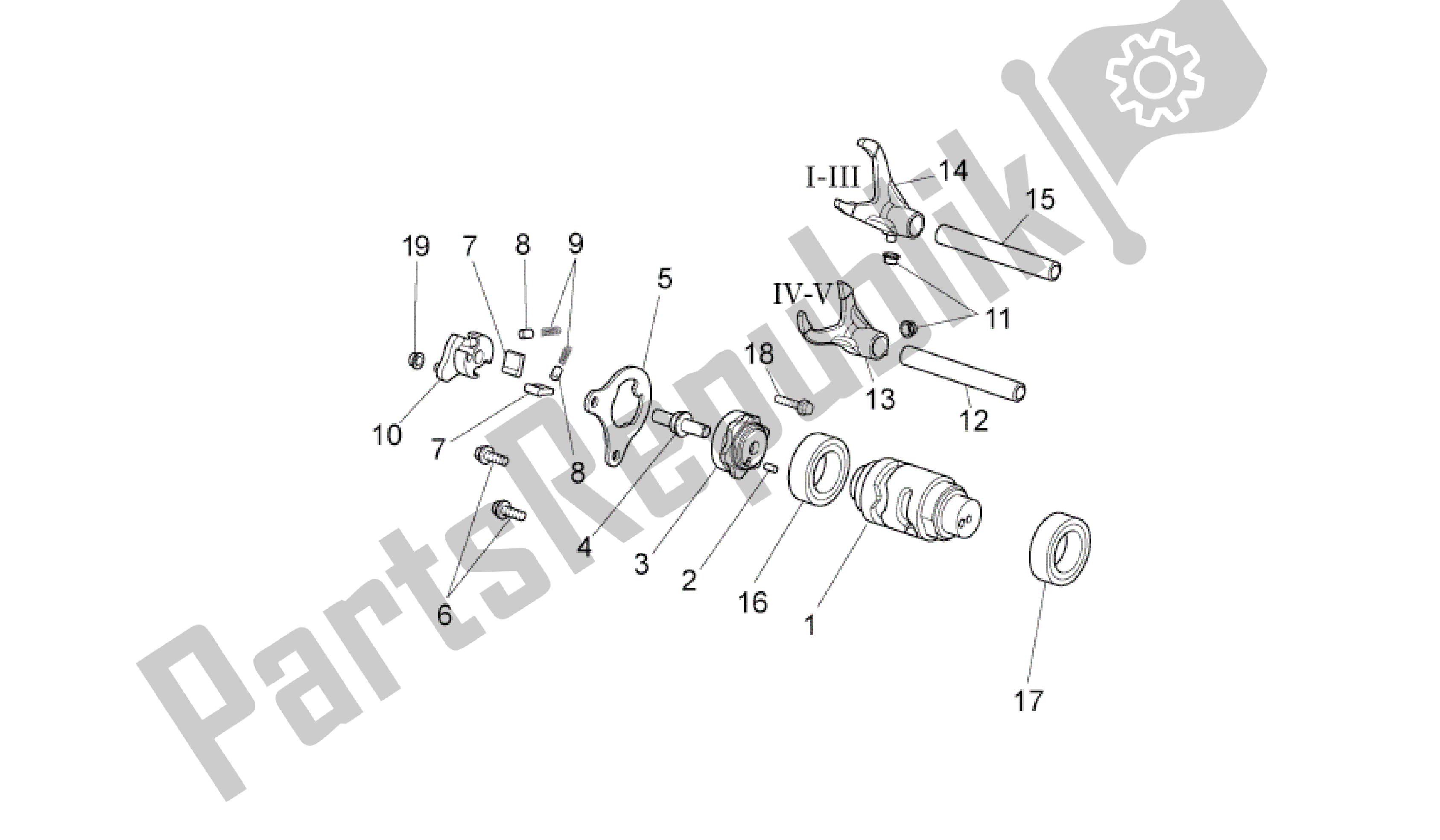 All parts for the Gear Box Selector Ii of the Aprilia MXV 450 2008 - 2010
