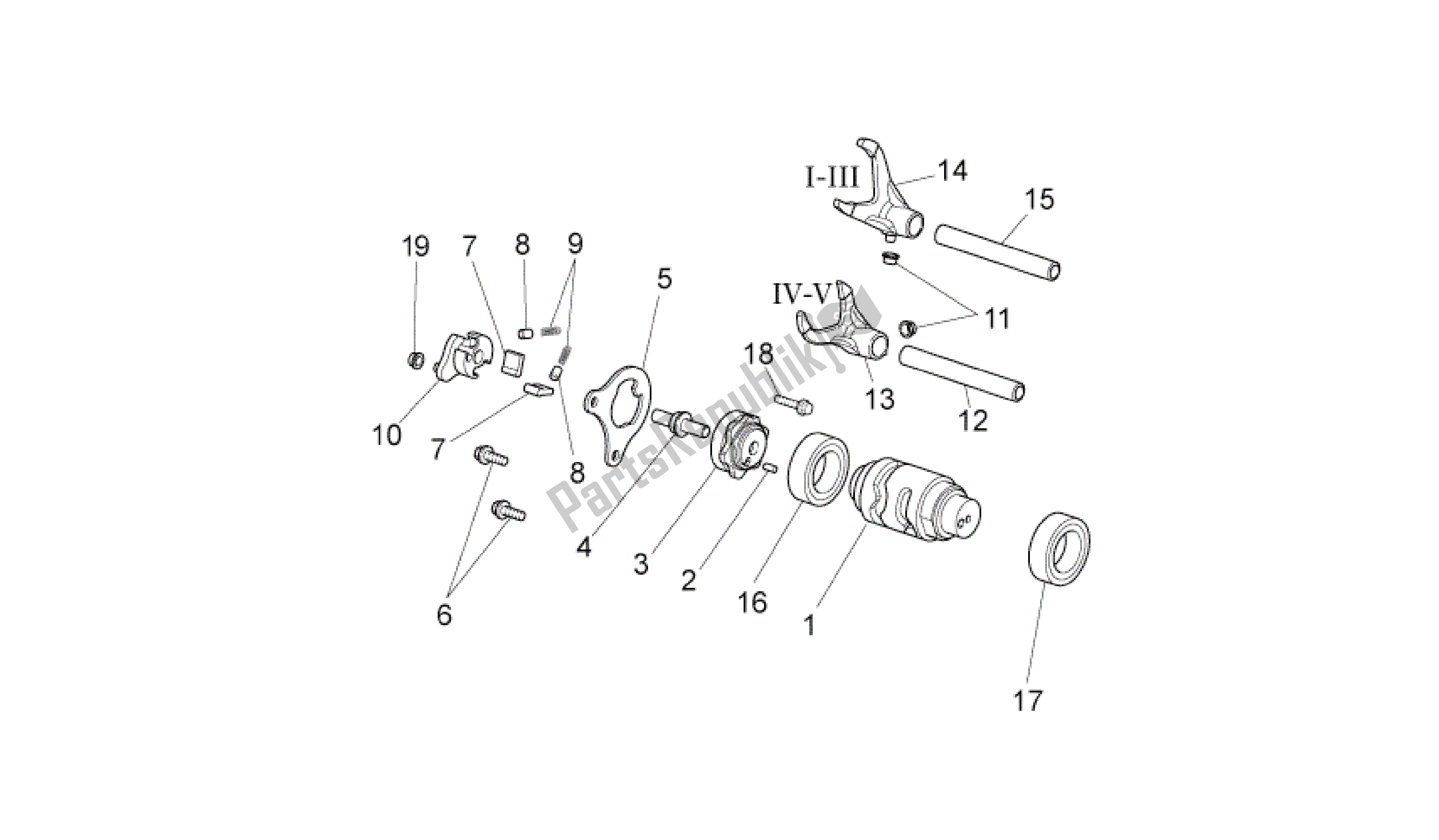 Alle Teile für das Getriebewähler Ii des Aprilia MXV 450 2008 - 2010