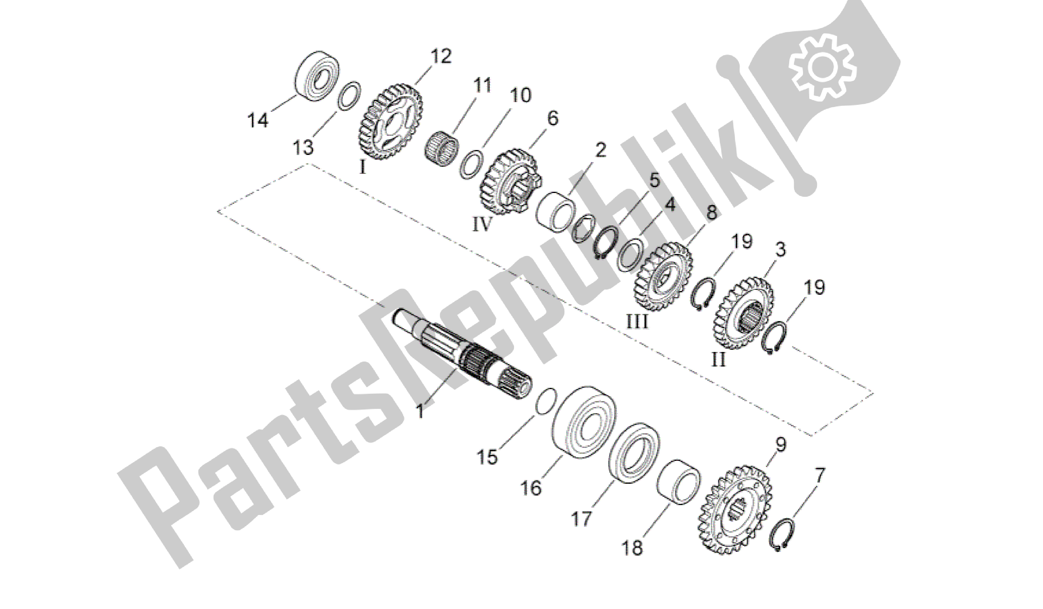 All parts for the Driven Shaft of the Aprilia MXV 450 2008 - 2010