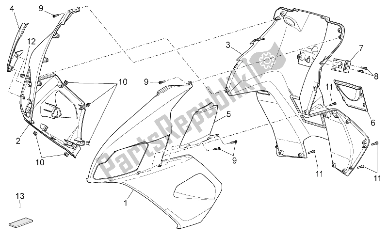 All parts for the Front Body Iii of the Aprilia SR 50 H2O NEW IE Carb 2004