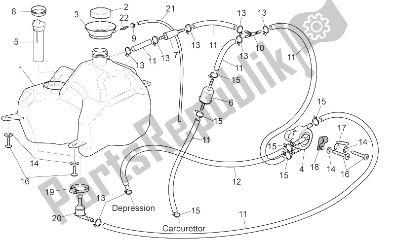 All parts for the Fuel Tank I of the Aprilia Sport City 125 200 250 E3 2006