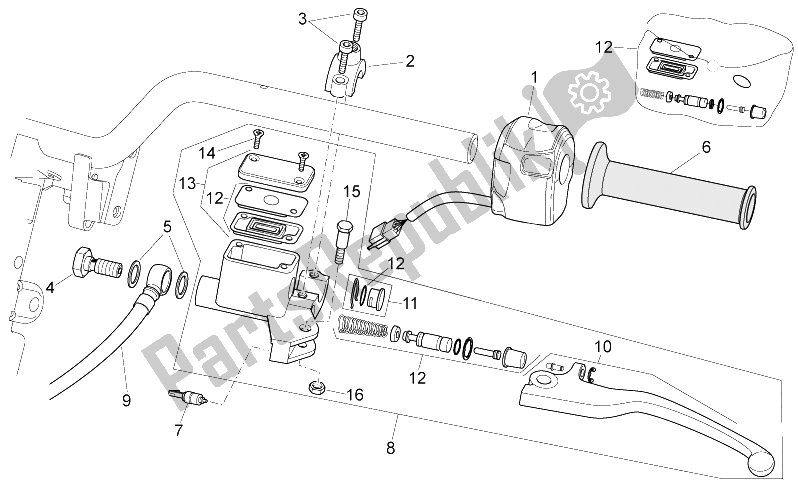 All parts for the Lh Controls of the Aprilia SR 50 H2O NEW IE Carb 2004