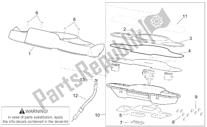 Alle onderdelen voor de Dashboard van de Aprilia Scarabeo 125 150 200 ENG Rotax 1999