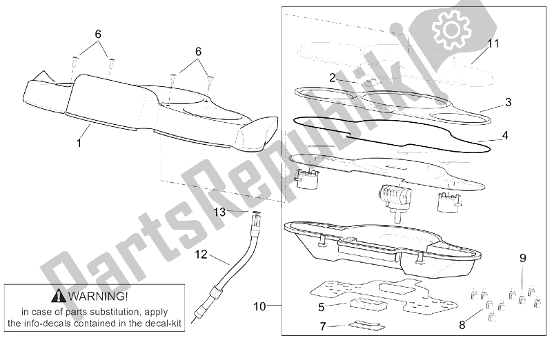 Todas las partes para Tablero de Aprilia Scarabeo 125 150 200 ENG Rotax 1999