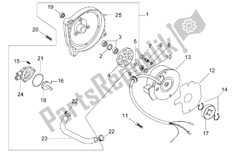 All parts for the Flywheel - Water Pump of the Aprilia SR 50 H2O 1997