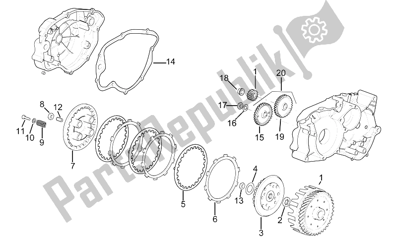 All parts for the Clutch of the Aprilia RS 50 1996