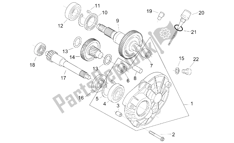 All parts for the Transmission Final Drive of the Aprilia Mojito 125 1999