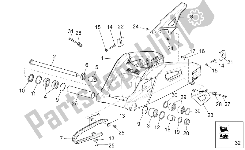 All parts for the Swing Arm of the Aprilia RSV4 R 1000 2009