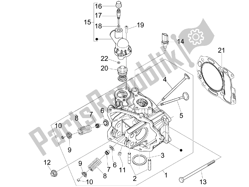 Toutes les pièces pour le Unité De Tête - Valve du Aprilia SR 300 MAX 2011