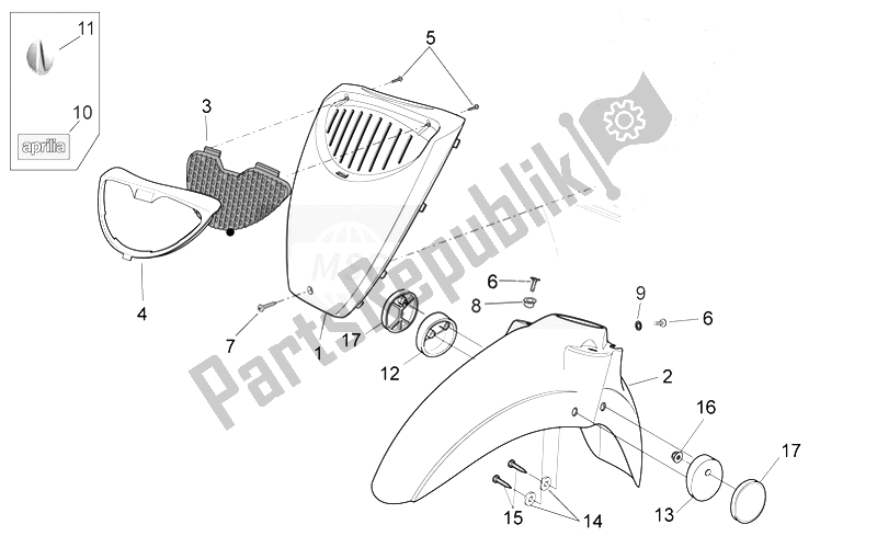 All parts for the Front Body Ii of the Aprilia Scarabeo 100 4T E3 2006