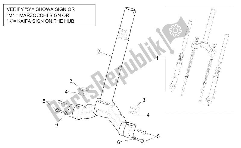 Todas las partes para Horquilla Delantera - Base Del Vástago de Aprilia Scarabeo 125 150 200 ENG Rotax 1999