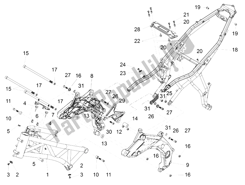 All parts for the Frame of the Aprilia Caponord 1200 Rally 2015