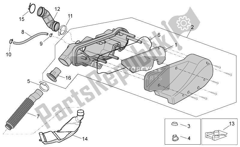 Alle Teile für das Luft Box des Aprilia Scarabeo 100 4T E3 2014