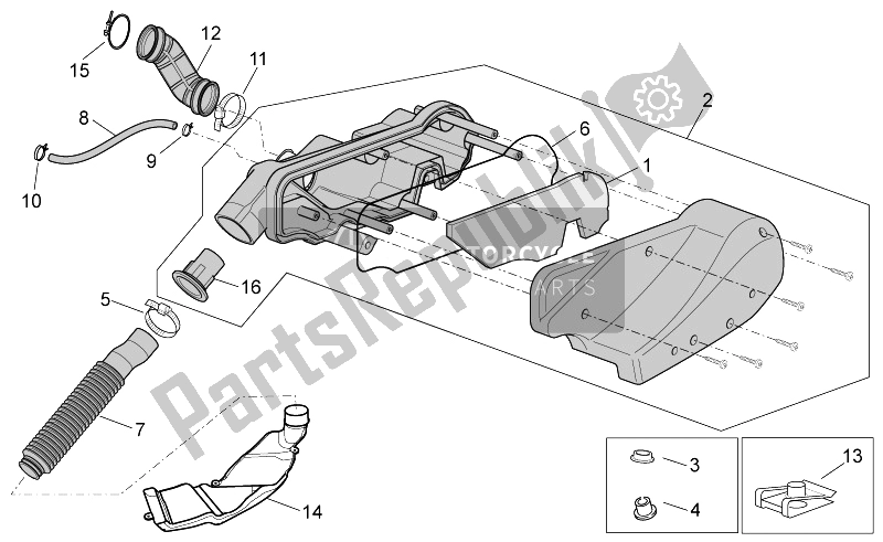 Wszystkie części do Skrzynka Powietrza Aprilia Scarabeo 100 4T E3 2014