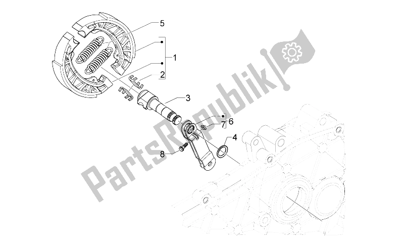 Tutte le parti per il Freno Posteriore - Ganascia Del Freno del Aprilia SR Motard 50 2T E3 2012