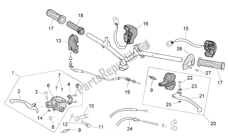 Wszystkie części do Sterownica Aprilia Scarabeo 100 4T E3 2006