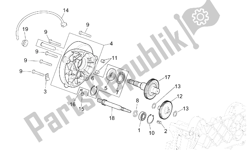 All parts for the Transmission of the Aprilia Scarabeo 50 4T 2V E2 2002