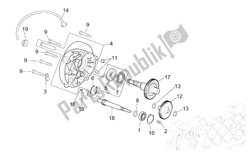 All parts for the Transmission of the Aprilia Scarabeo 50 4T 2V E2 2002