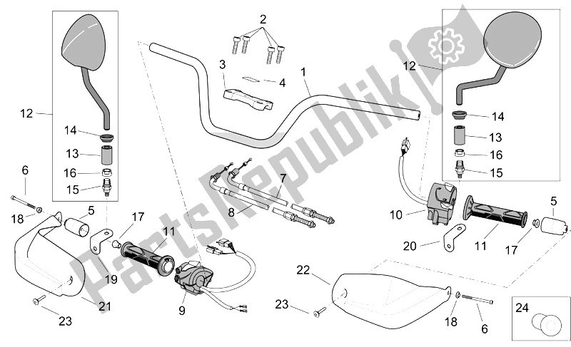 Tutte le parti per il Manubrio del Aprilia ETV 1000 Capo Nord 2004