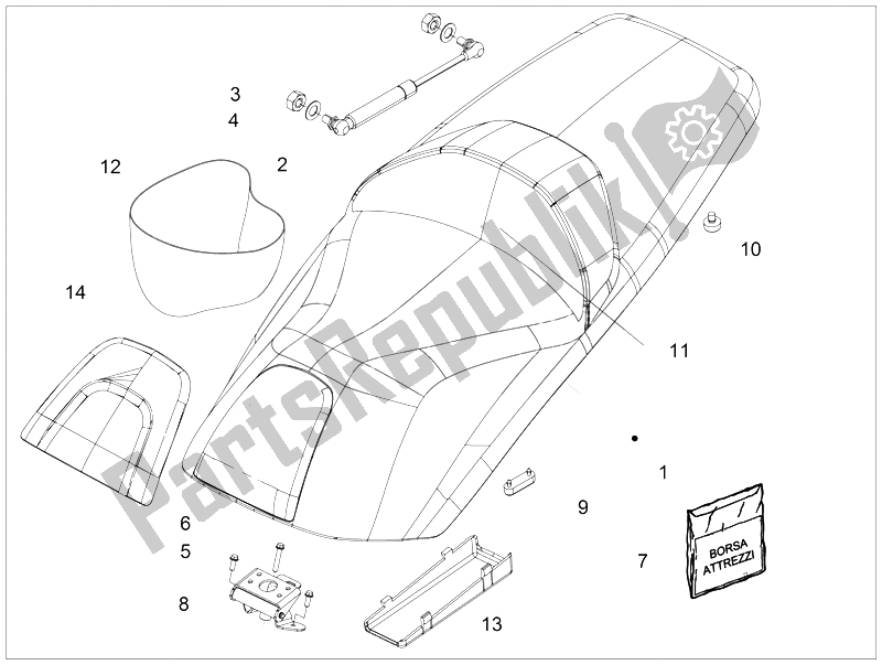 Todas las partes para Silla De Montar / Asientos de Aprilia SRV 850 4T 8V E3 2012