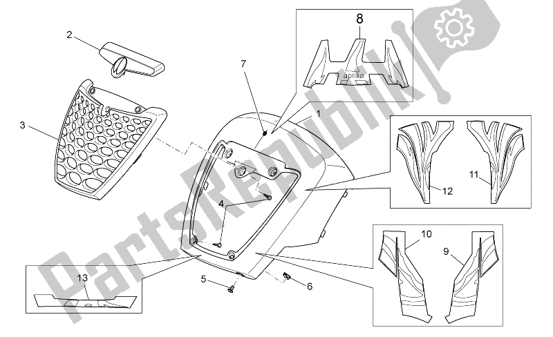 Toutes les pièces pour le Corps Avant - Couvercle Avant du Aprilia Scarabeo 125 200 Light Carb 2007