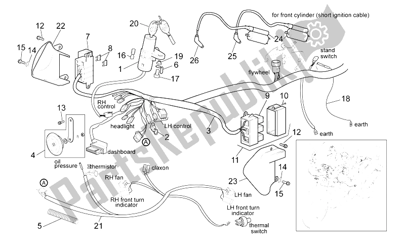 All parts for the Front Electrical System of the Aprilia SL 1000 Falco 2000