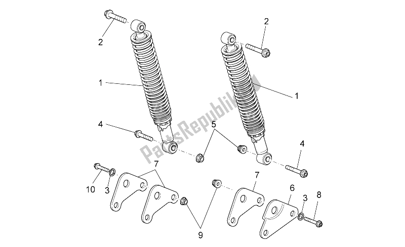 Todas as partes de Amortecedor Traseiro do Aprilia Scarabeo 125 200 IE Light 2009