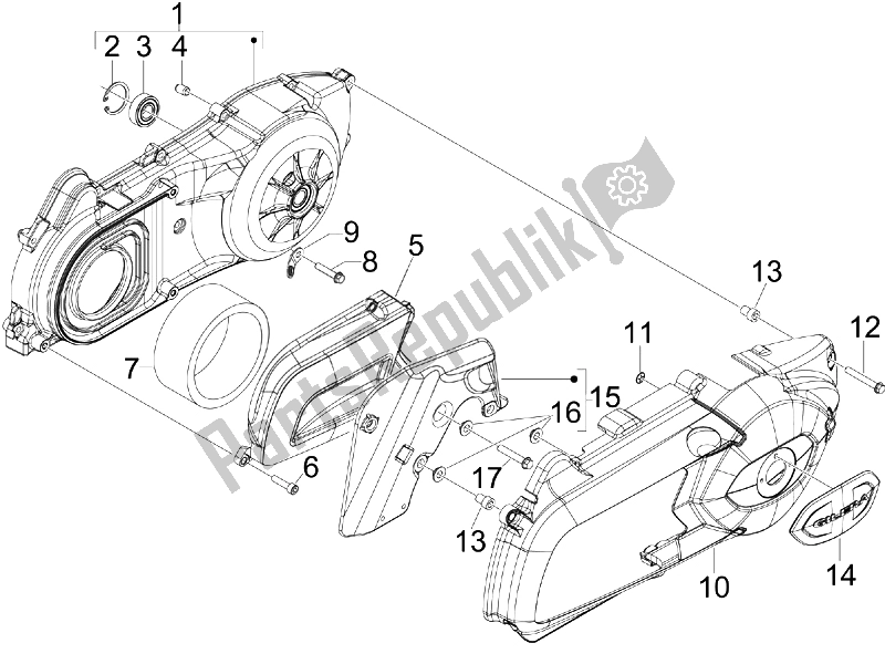 All parts for the Crankcase Cover - Crankcase Cooling of the Aprilia SR MAX 125 2011