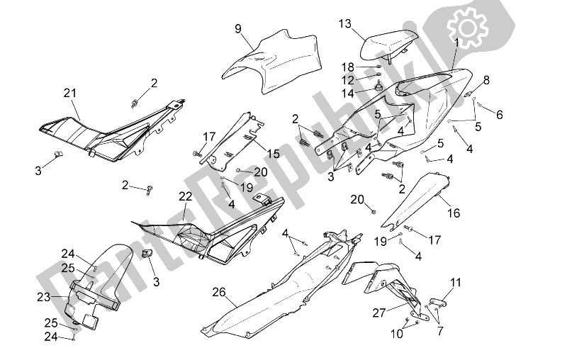 All parts for the Rear Body of the Aprilia RS 50 2006