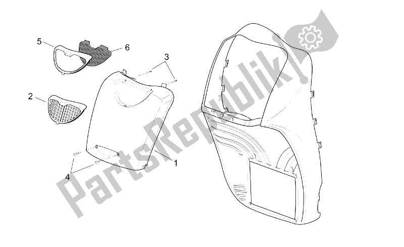 Alle Teile für das Vorderkörper - Vordere Abdeckung des Aprilia Scarabeo 125 150 200 ENG Rotax 1999