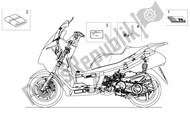 Toutes les pièces pour le Assiette Set-decal-op. Handbooks du Aprilia Atlantic 125 E3 2010