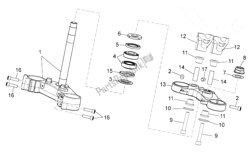 All parts for the Steering of the Aprilia Dorsoduro 750 ABS USA 2015