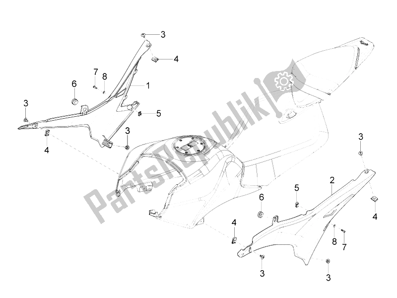 Alle onderdelen voor de Centraal Lichaam van de Aprilia RS4 125 4T 2014