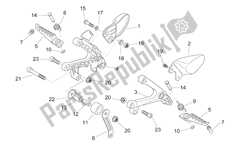 Tutte le parti per il Poggiapiedi Anteriori del Aprilia RS 125 1999