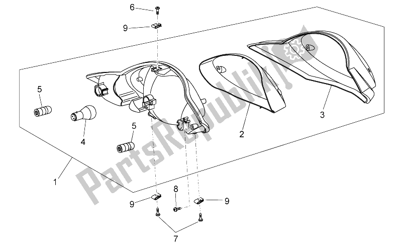 Toutes les pièces pour le Feu Arrière du Aprilia Scarabeo 125 200 IE Light 2009