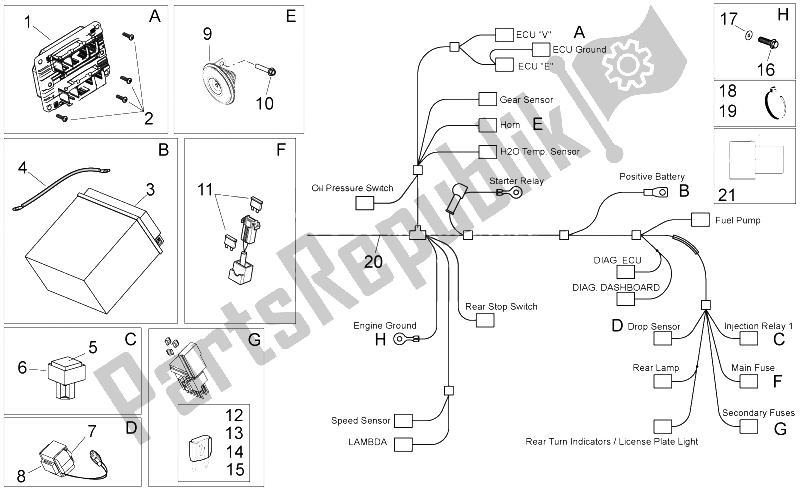 Todas las partes para Sistema Eléctrico Ii de Aprilia Shiver 750 GT 2009