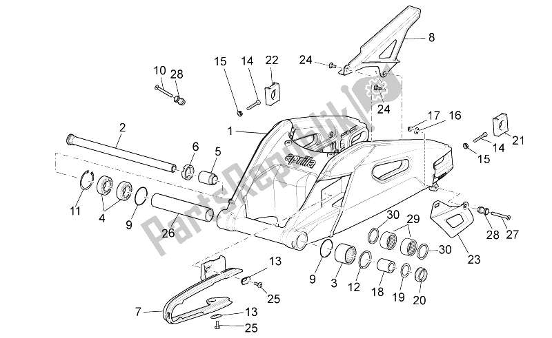 All parts for the Swing Arm of the Aprilia Tuono V4 1100 RR USA CND 2016