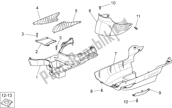 Toutes les pièces pour le Corps Central Ii du Aprilia Scarabeo 125 200 IE Light 2009