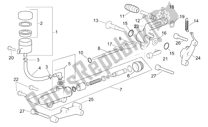 All parts for the Rear Master Cylinder of the Aprilia RSV Mille 1000 1998