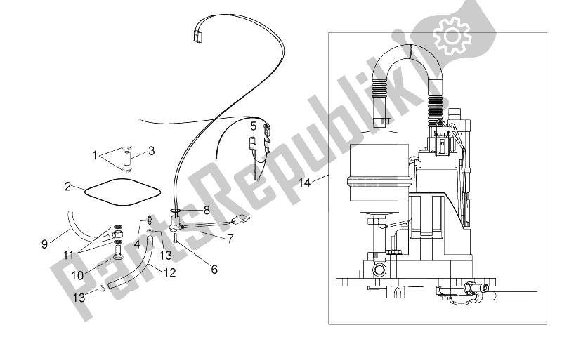 All parts for the Fuel Pump of the Aprilia RSV Mille Factory 1000 2004 - 2008