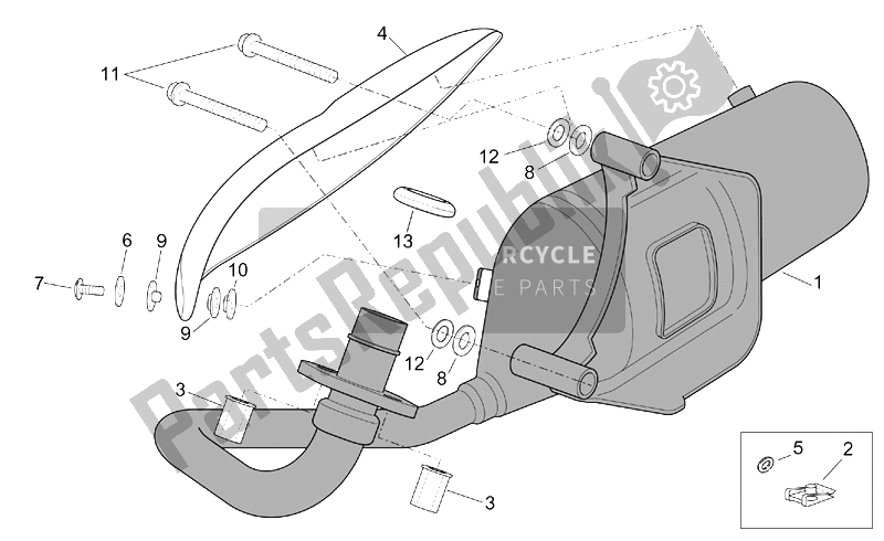 All parts for the Exhaust Pipe of the Aprilia Scarabeo 50 4T 2V E2 2002