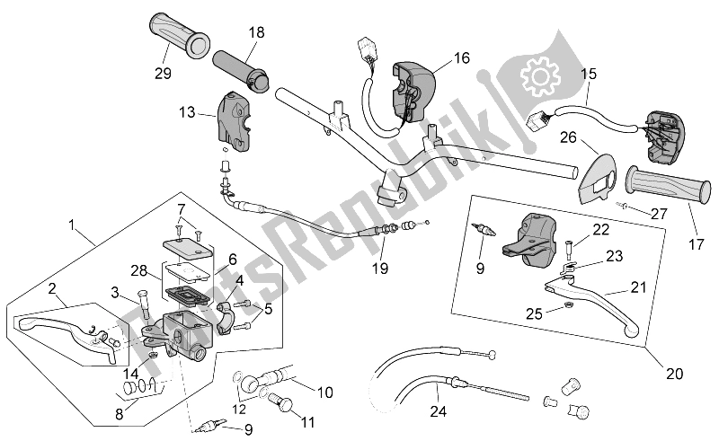 Toutes les pièces pour le Les Contrôles du Aprilia Scarabeo 50 4T 4V E2 2010