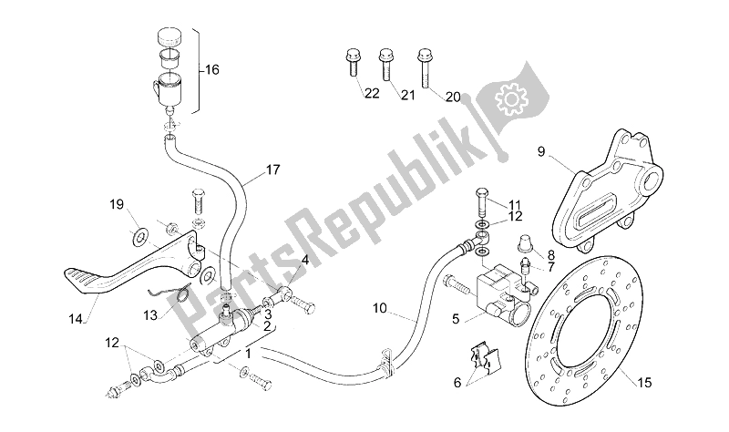 Todas as partes de Freio Traseiro do Aprilia Moto 6 5 650 1995