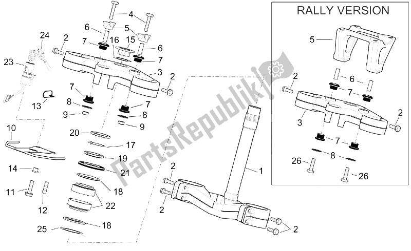 Todas las partes para Direccion de Aprilia ETV 1000 Capo Nord 2001