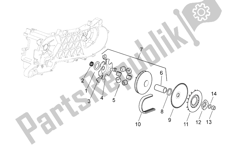 Wszystkie części do Wariator Aprilia SR 50 Carb MY 2014