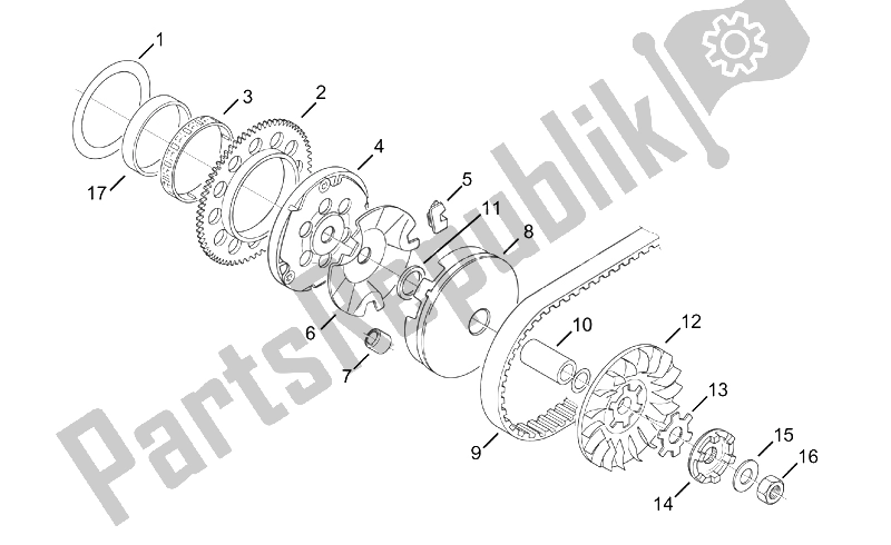 All parts for the Variator of the Aprilia Amico 50 1996