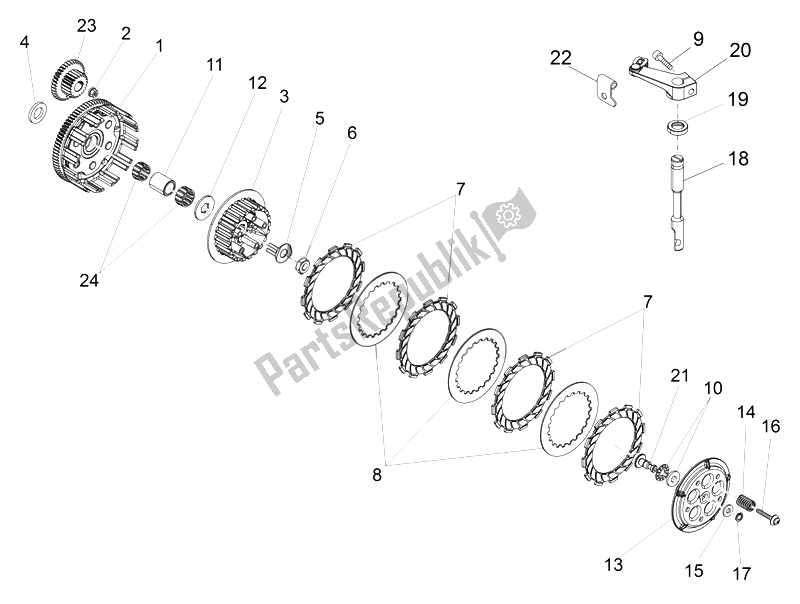 All parts for the Clutch of the Aprilia SX 50 2014