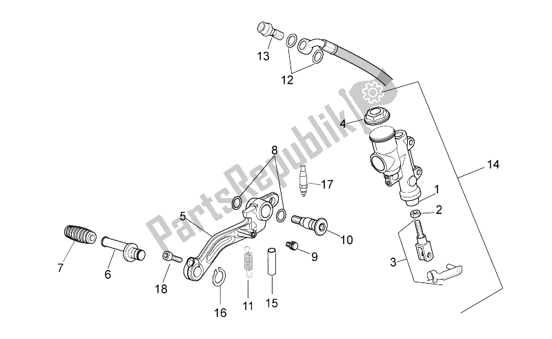 Todas as partes de Cilindro Mestre Traseiro do Aprilia RSV4 Aprc Factory STD SE 1000 2011