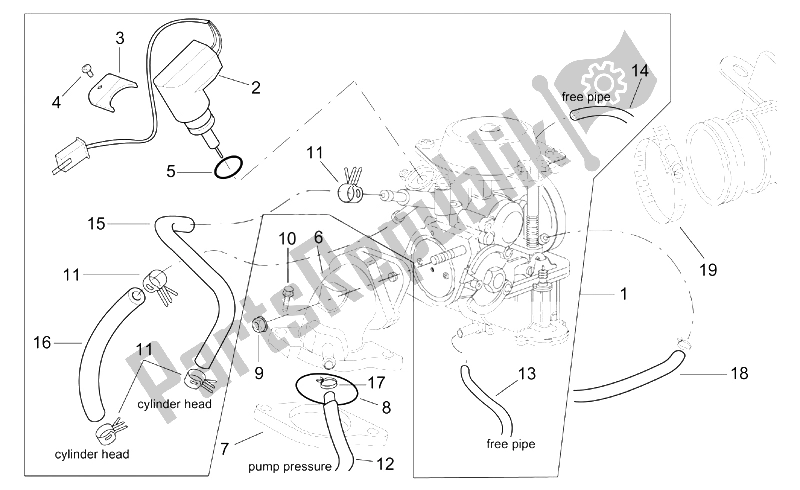 Toutes les pièces pour le Carburateur Cpl. Du Aprilia Leonardo 250 ST ENG Yamaha 2001